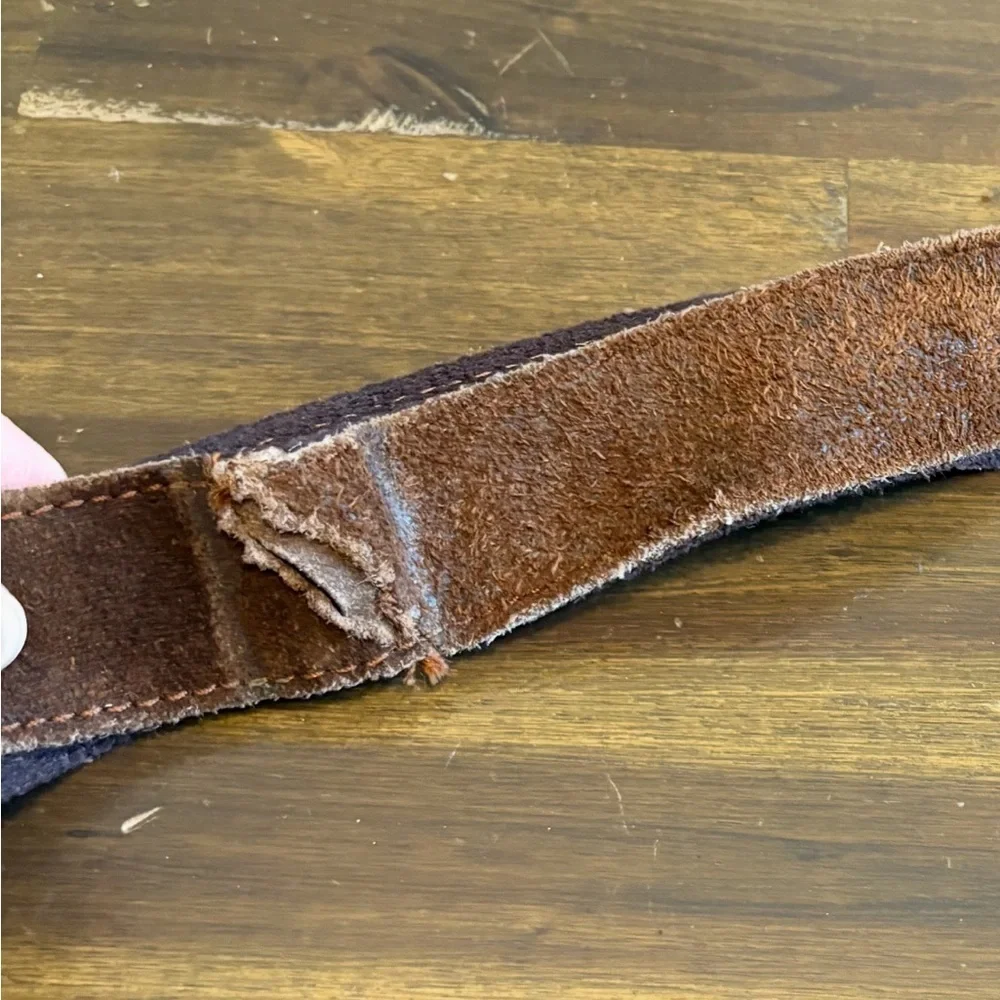 Claire Chase Laredo Messenger Bag Distressed Brown Suede Leather Vintage Flawed